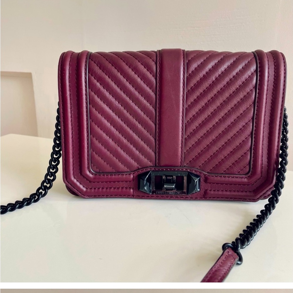 Rebecca Minkoff Chevron Quilted Small Love Crossbody Bag in Concord 🍇